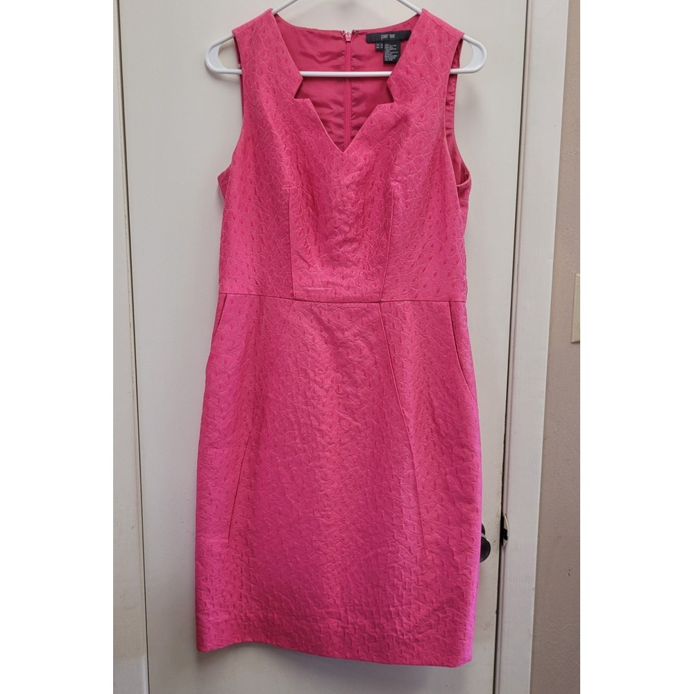 Per Se Carlisle Pink‎ Sheath Dress Women's Size 6 Silk And Cotton (Read)